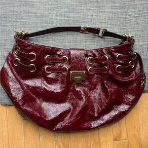 Jimmy Choo Burgundy Patent Leather Shoulder Bag